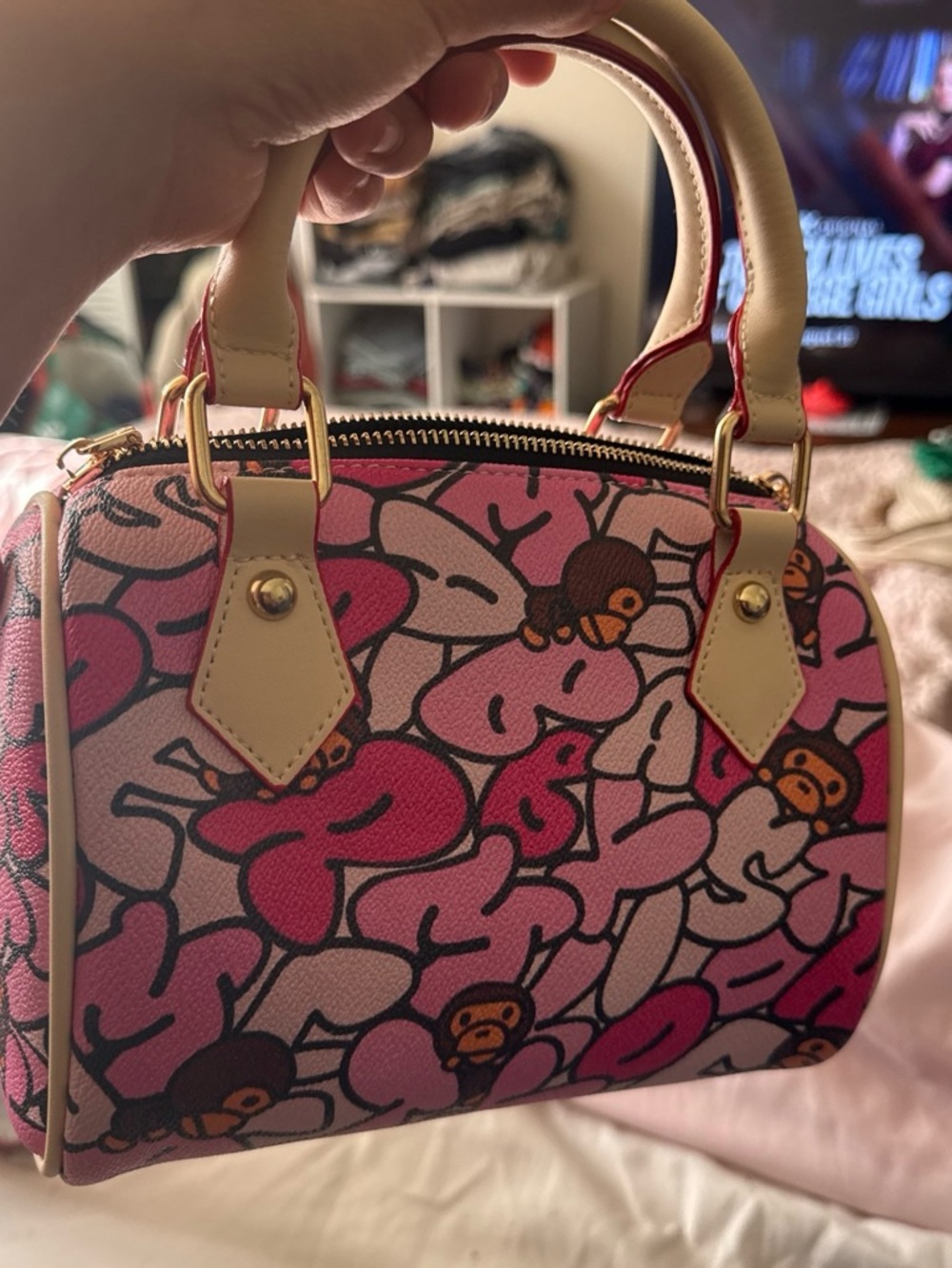 Pink Floral Pattern Top-Handle Bag - Picture 2 of 2